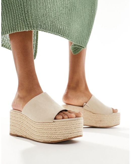 Sandales tissée à plateforme - sable Bershka en coloris Natural
