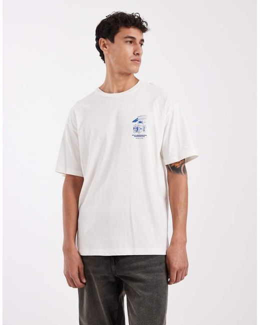 Jack & Jones White T-Shirt With Williamsburg Café Back Print for men