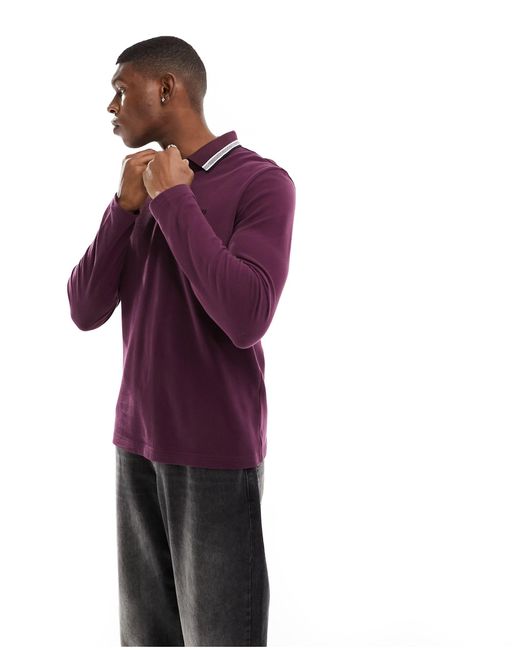 Boss Purple Pilsy Long Sleeve Polo for men
