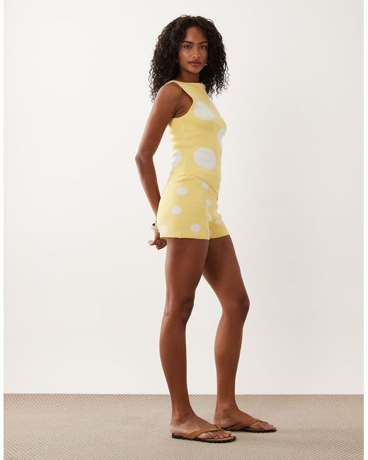ASOS Yellow Knit Asymmetric Shorts