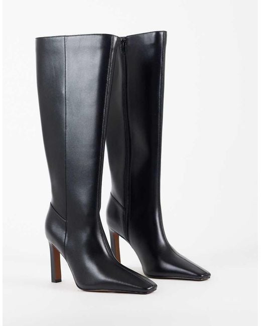 ASOS Black Cassia Chisel Toe Fitted Heeled Knee Boots