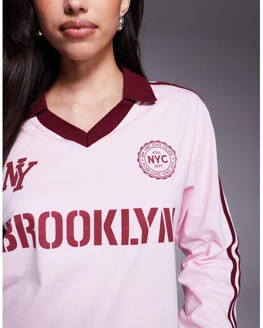Edikted Purple Brooklyn Contrast Oversized Polo Top