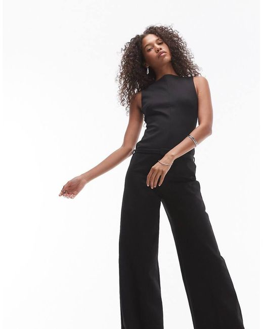 Mango Black Stretch Sleeveless Jumpsuit
