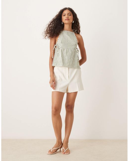 Motel Green Palsi Check Tie Side Top
