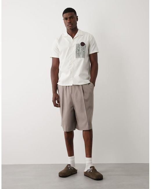 Threadbare White Short Sleeve Graphic Print Shirt for men