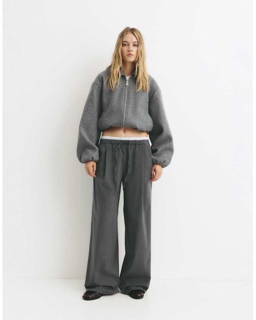 Pull&Bear Joggingbroek Met Plooien in het Gray