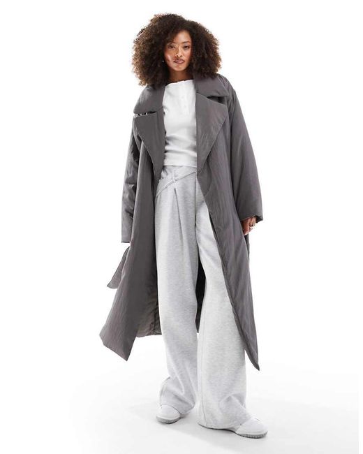 ASOS Gray Clean Longline Puffer Coat