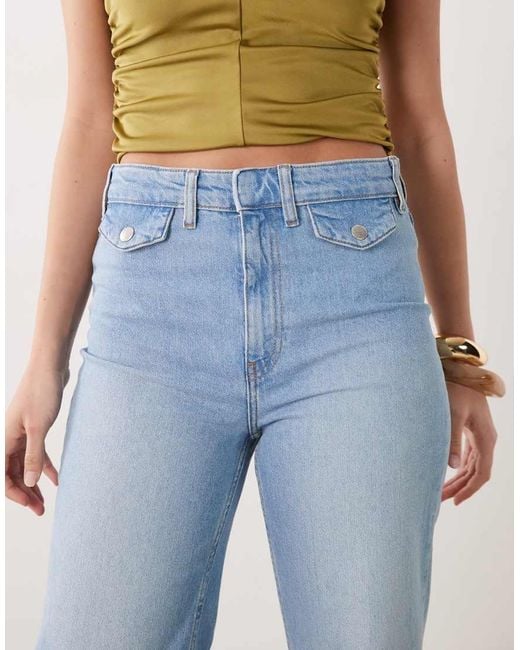 Mango Blue Brynn Cotton Rich Straight Jean With Pocket Detail