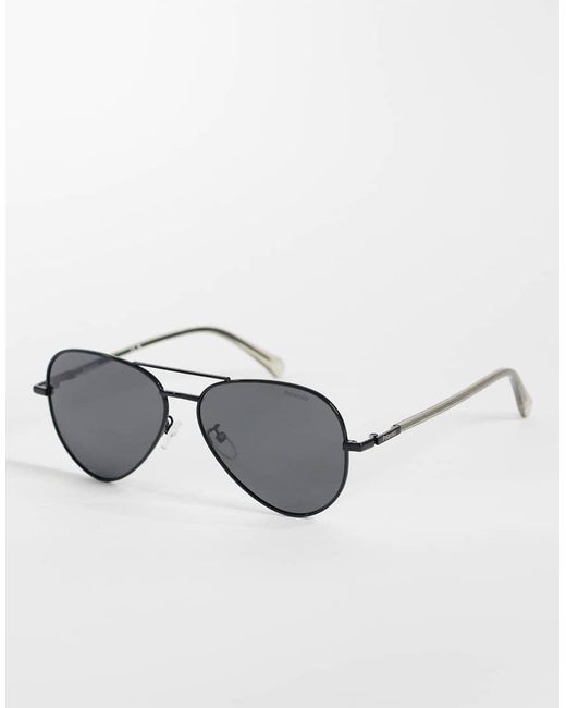 Polaroid Sunglasses Black Polaroid Metal Pilot Sunglasses With Polarized Lenses for men