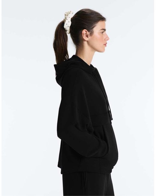 Oysho Black Soft Touchsweatshirt With Modal And Zip