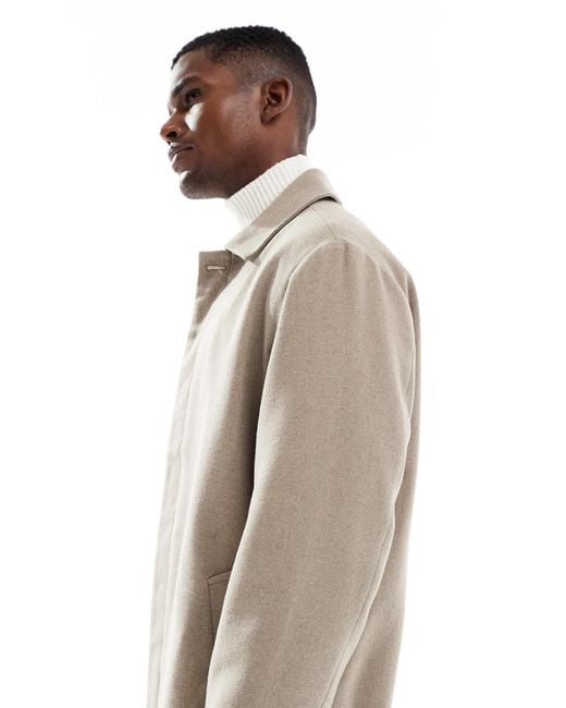 Jack & Jones Natural Wool Look Longline Overcoat for men
