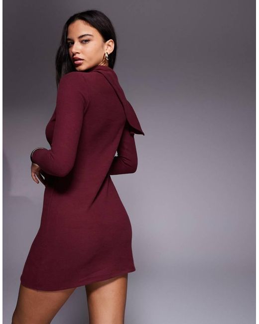 ASOS Purple Supersoft Long Sleeve Fold Over Cape Detail Mini Dress