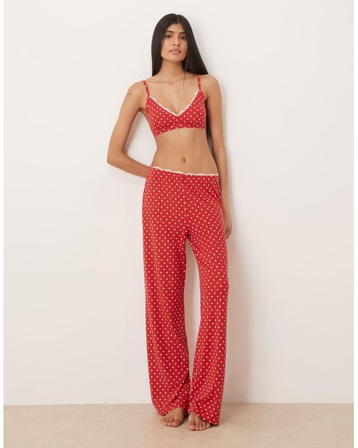 Abercrombie & Fitch Red Pointelle High Rise Pyjama Bottoms Co-Ord