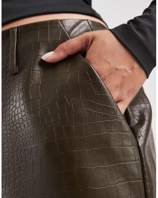 ASOS Green Curve Tailored Faux Leather Pencil Skirt