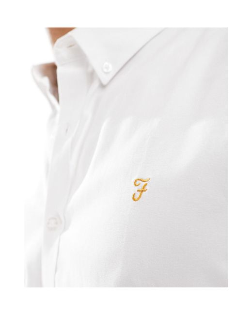 Farah White Brewer Short Sleeve Shirt for men