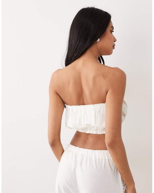ASOS White Ruffle Hem Micro Bandeau Top