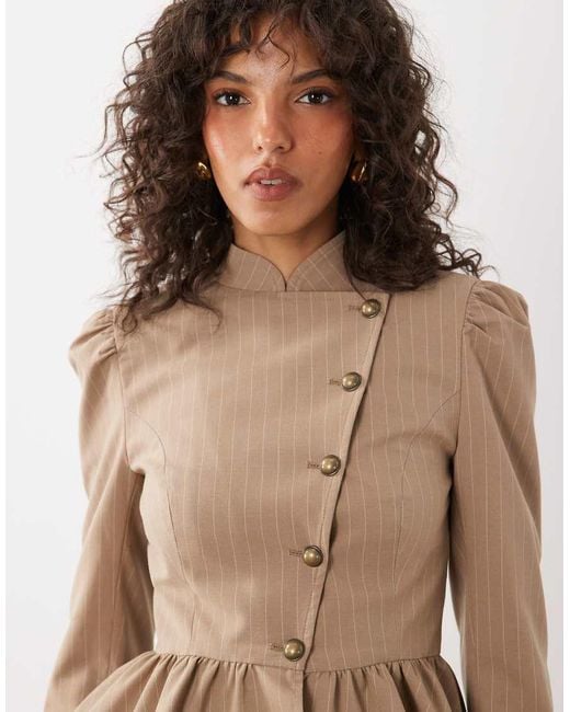 Miss Selfridge Brown Asymmetric Military Jacket