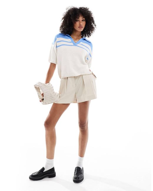 ASOS White Compact Knitted Polo Top