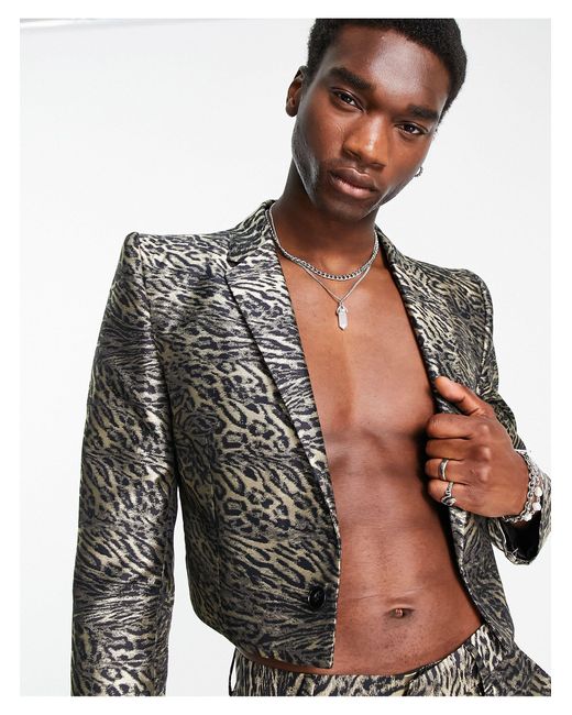 ASOS Cropped Suit Jacket With exaggerated Shoulders in Black for Men Lyst