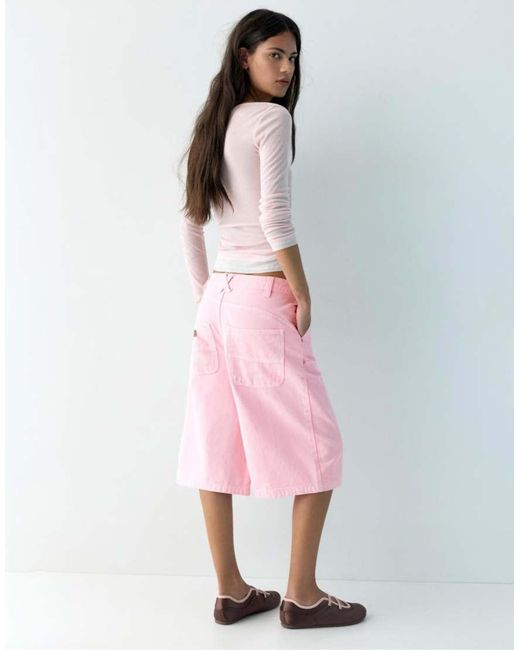 Pull&Bear Pink Jorts With Double Leg