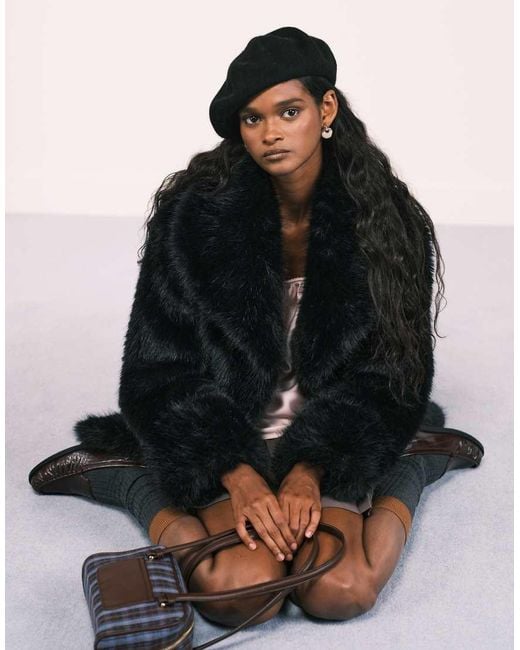 ASOS Black Belted Faux Fur Coat