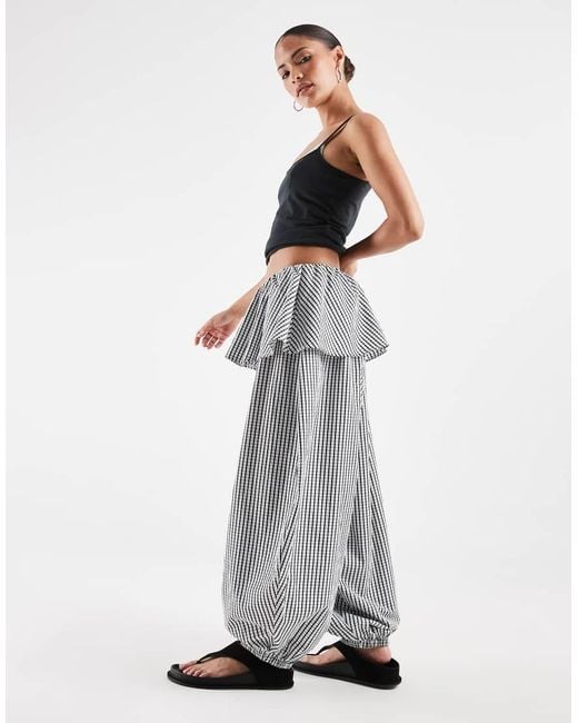 ASOS Gray Asos Design Petite Balloon Pants With Skirt Overlay Detail