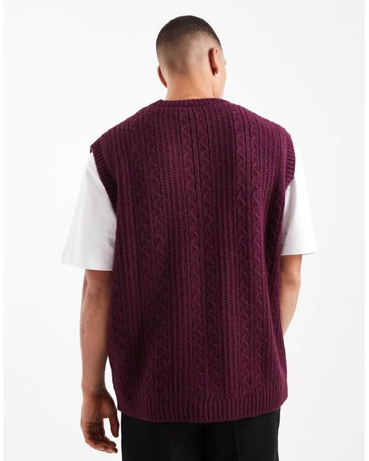 ASOS Ruimvallende Gebreide Tanktop Met Kabels in het Purple voor heren