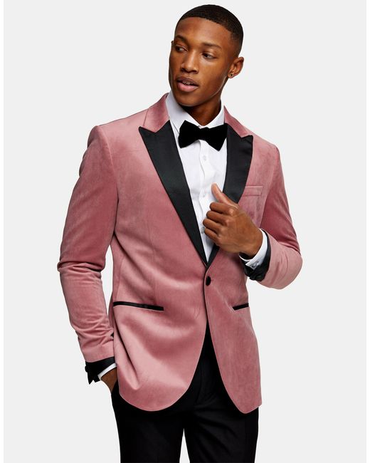 Topman Pink Skinny Single Breasted Tuxedo Jacket for men