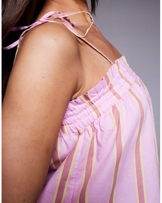 Top Rosa A Rayas De Tirantes De (Parte De Un Conjunto) River Island de color Purple