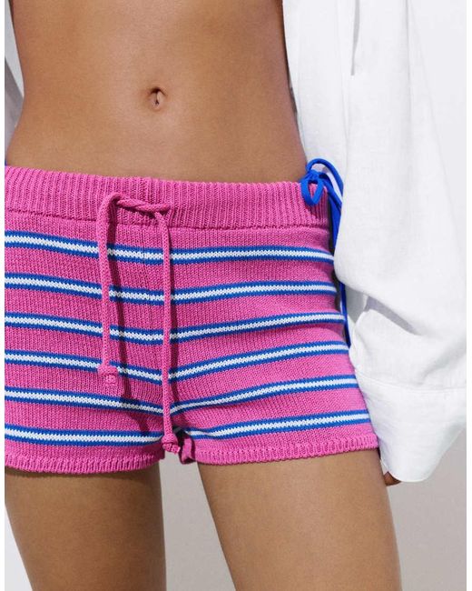 Pull&Bear Gestreepte Gebreide Short in het Purple