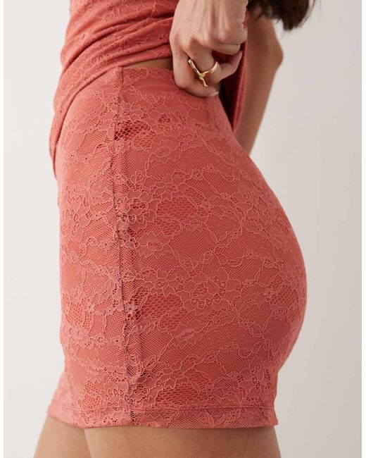 ASOS Red Co-ord Lace Mini Skirt