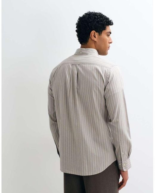 Gant Gray Regular Fit Striped Poplin Shirt for men