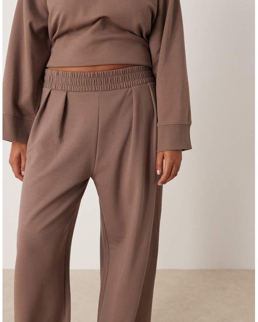 ASOS Brown Asos Design Curve Interlock Super Wide Leg Trouser