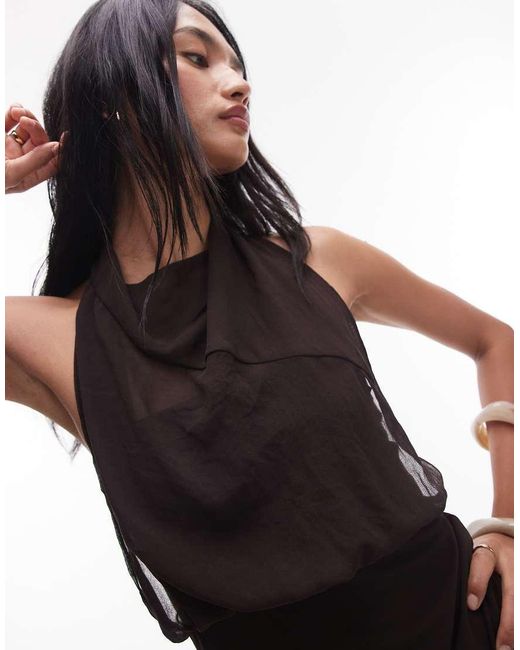 Mango Black X Supriya Lele Gathered Bodice With Chiffon Halterneck Overlay