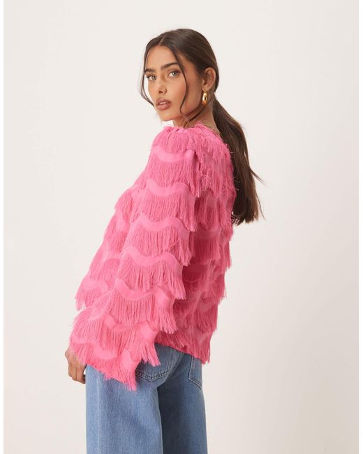 Y.A.S Pink Textured Flared Sleeve Blouse