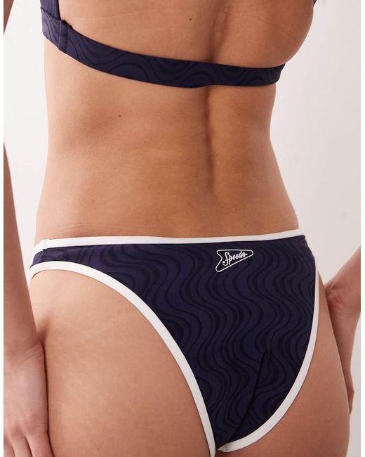 Speedo Blue Jetstream Texture Scoop Bikini Bottom