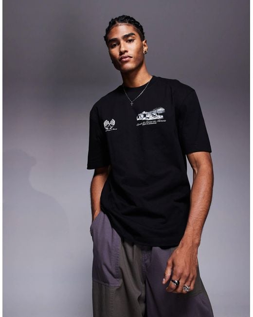 River Island Gray Circuit Back Print T-shirt for men