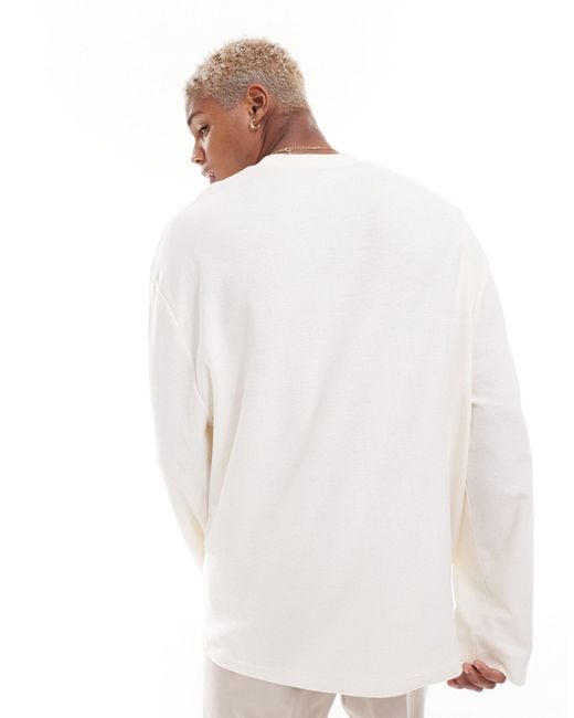 ASOS White Oversized Fit Long Sleeve Boucle T-shirt for men