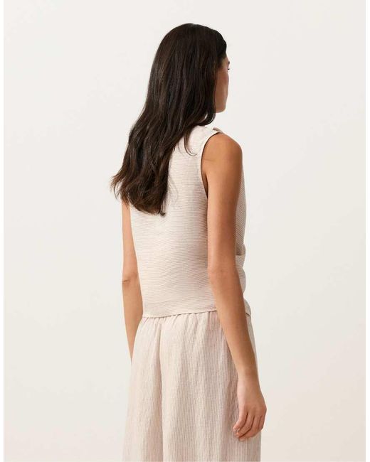 Oysho Natural 100% Linen Crossover Top
