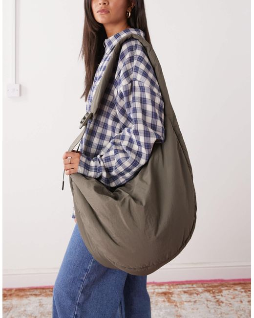 Weekday Gray Large Padded Cross-body Bag