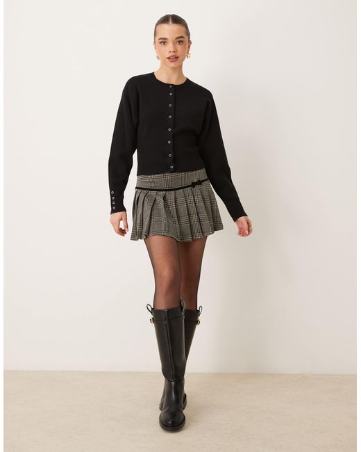 Gina Tricot Black Knitted Cardigan With Deep Rib Fitted Waist And Button Cuff Detail