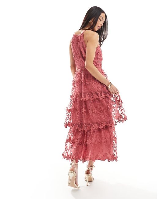 Maya Halter Neck Floral Tiered Midi Dress