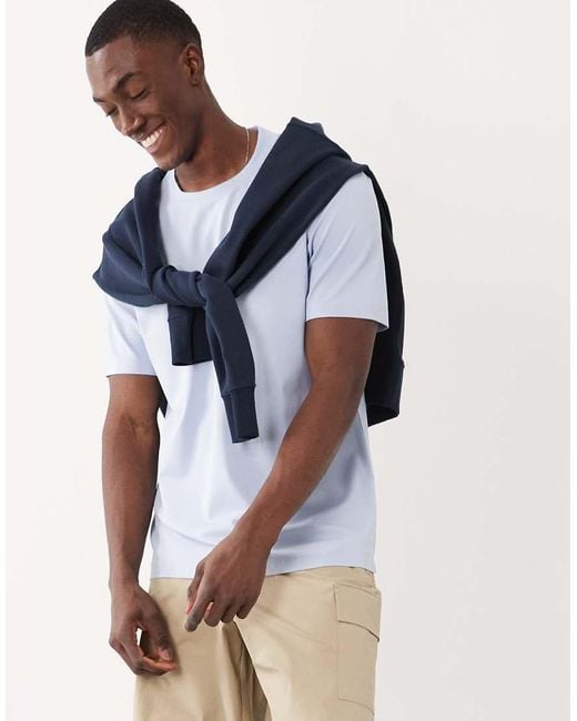 Mango Blue Performance Striped Crew Neck T-shirt for men