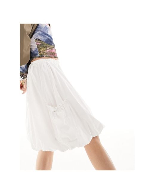 ASOS White 90's Length Bubble Hem toggle Detail Skirt