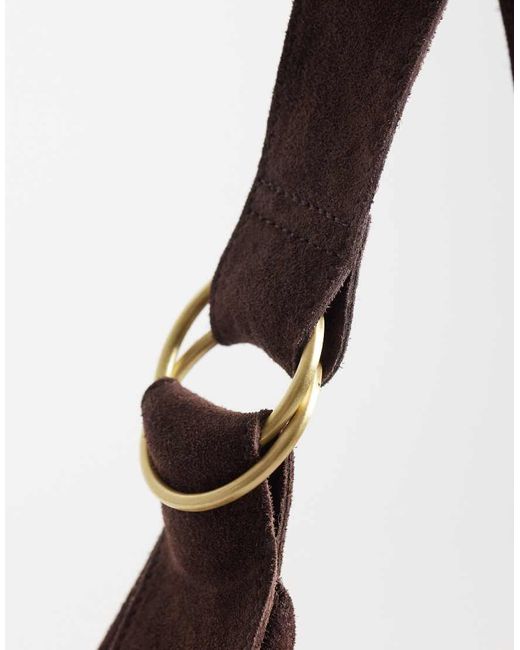 Barney's Originals Brown Real Suede Shoulder Bag