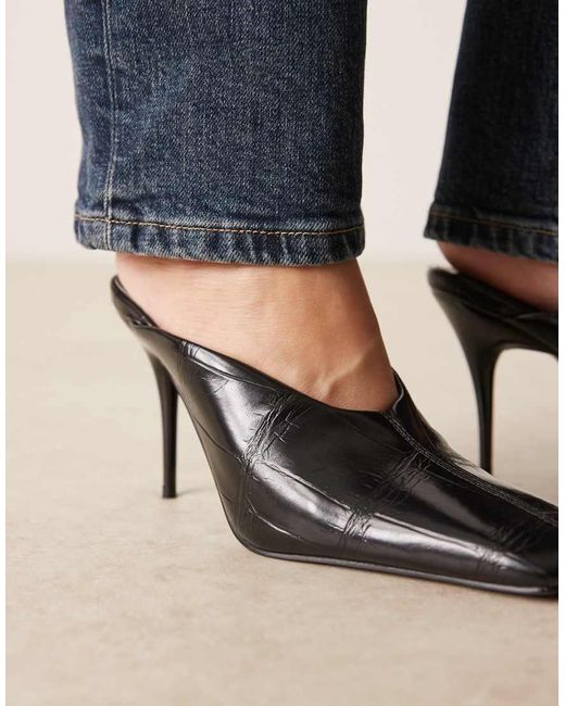 ASOS Blue Pablo Ultimate Square Toe High Heel Mules