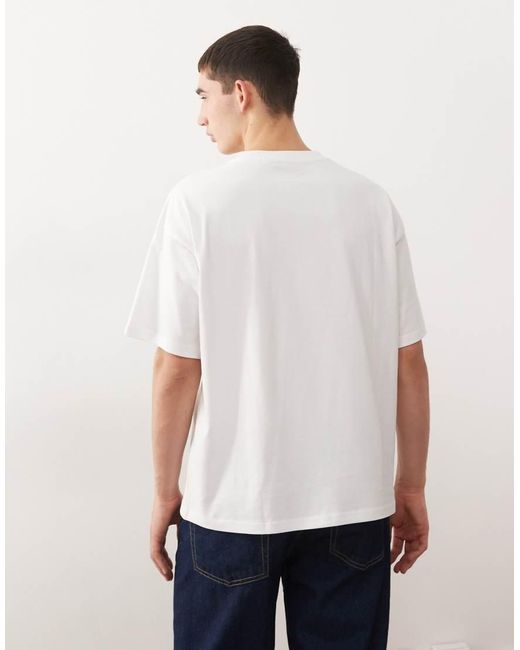 Camiseta Blanca De Corte Cuadrado Holgado De Punto Liso Grueso De Weekday de hombre de color White