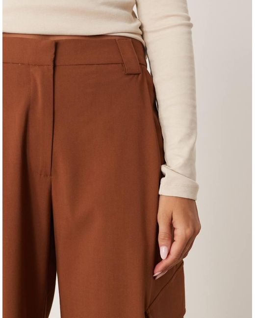 ASOS Elegante Utility Broek Met Wijde Ronde Pijpen in het Brown