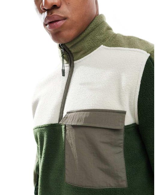 ASOS Oversized Sweatshirt Van Fleece Met Kwartrits En Kleurvlakken in het Green voor heren