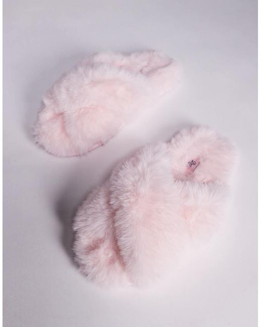 Boux Avenue Purple Cross Band Fluffy Slipper